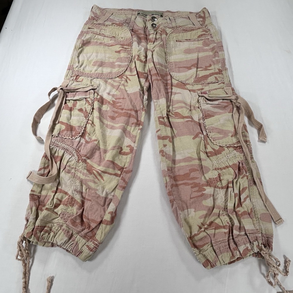 Miss Me Pants Women M Pink Camo Cargo Y2K Skater Low Rise Baggy Preppy Hip Hop